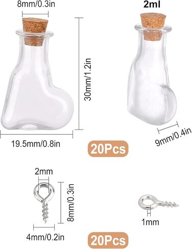 SUNNYCLUE 20pcs Cube Shape Tiny Bottle Charms Clear Glass Mini Wish Bottles Small Potion Bottles with Cork Stopper & 20pcs Eye Pin Peg Bails for Home Party Decor Crafts DIY Jewellery Making in Saudi Arabia