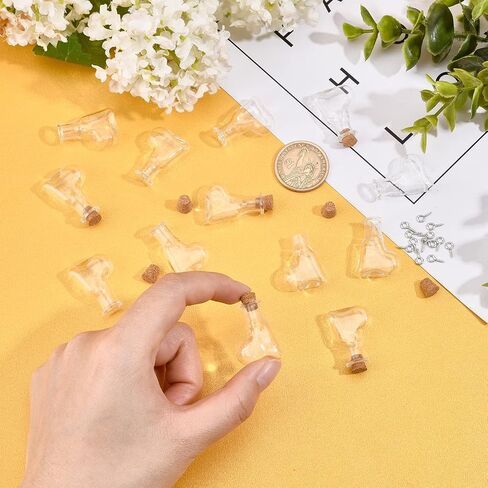 SUNNYCLUE 20pcs Cube Shape Tiny Bottle Charms Clear Glass Mini Wish Bottles Small Potion Bottles with Cork Stopper & 20pcs Eye Pin Peg Bails for Home Party Decor Crafts DIY Jewellery Making in Saudi Arabia