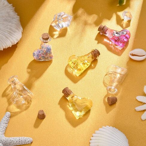 SUNNYCLUE 20pcs Cube Shape Tiny Bottle Charms Clear Glass Mini Wish Bottles Small Potion Bottles with Cork Stopper & 20pcs Eye Pin Peg Bails for Home Party Decor Crafts DIY Jewellery Making in Saudi Arabia