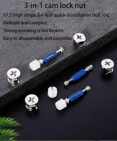Furniture Cam Lock 3-in-1 Eccentric Wheels, Furniture Cam Lock Fasteners, Compatible with Woodworking Hardware Parts, Multi Size Repair Spare Parts Nuts & Bolts Assortment Kit（120Pcs，40 Sets） in Saudi Arabia
