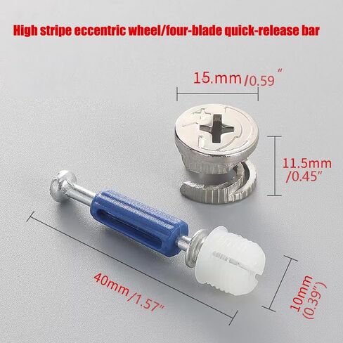 Furniture Cam Lock 3-in-1 Eccentric Wheels, Furniture Cam Lock Fasteners, Compatible with Woodworking Hardware Parts, Multi Size Repair Spare Parts Nuts & Bolts Assortment Kit（120Pcs，40 Sets） in Saudi Arabia