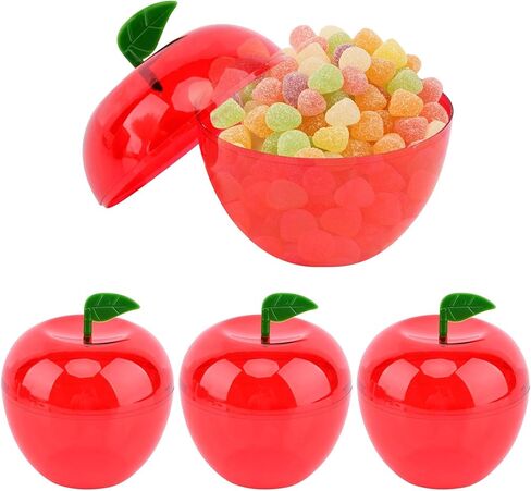 4 PCS Large Red Apples Container, Apples Shaped Candy Jars with Lids, Back to School Teacher Appreciation Red Apples Gift for Wedding Party Ornaments Christmas Decorations in Saudi Arabia
