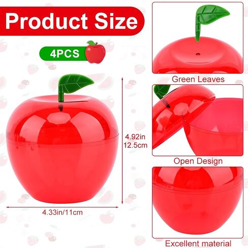 4 PCS Large Red Apples Container, Apples Shaped Candy Jars with Lids, Back to School Teacher Appreciation Red Apples Gift for Wedding Party Ornaments Christmas Decorations in Saudi Arabia
