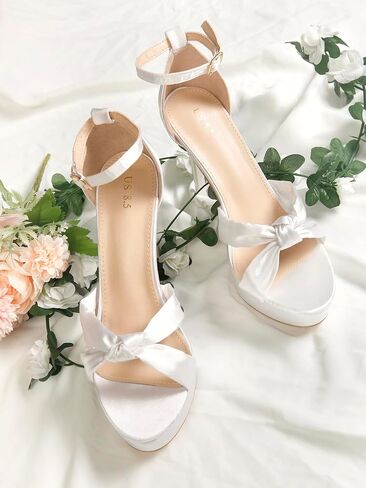 Allegra K Women's Platform Heels Twist Knot Stiletto Heel Satin Heel Sandals in Saudi Arabia