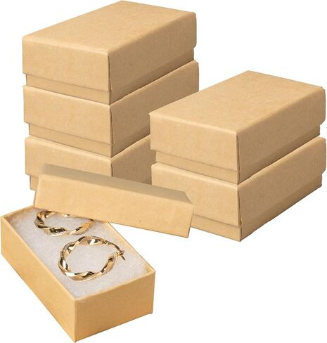 Prestige & Fancy Jewelry Boxes, 6 Pack, 2.55 x 1.5 x 1 inch - Cotton Filled Small Gift Boxes with Lids for Bracelets, Earrings, Pendants, Gifts, Chistmas, Party Favors, Valentines Day (6, Kraft) in Saudi Arabia