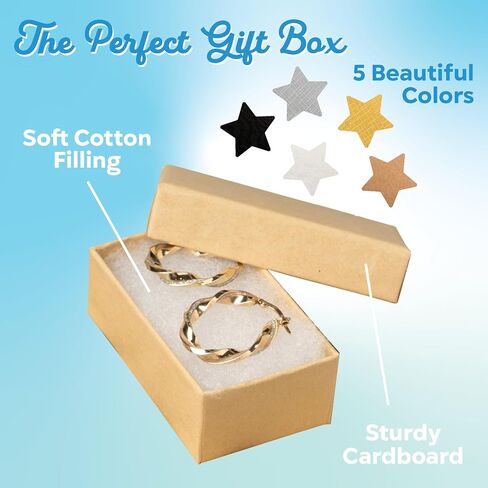 Prestige & Fancy Jewelry Boxes, 6 Pack, 2.55 x 1.5 x 1 inch - Cotton Filled Small Gift Boxes with Lids for Bracelets, Earrings, Pendants, Gifts, Chistmas, Party Favors, Valentines Day (6, Kraft) in Saudi Arabia