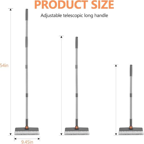 Double-Sided Floor Scrub Brush, 51-Inch Long Adjustable Handle Floor Scrubber 180° Rotating V-Shaped Heavy-Duty Shower Cleaning Brush No Scratches Suitable for Floor, Tile, Tub, Bathroom in Saudi Arabia