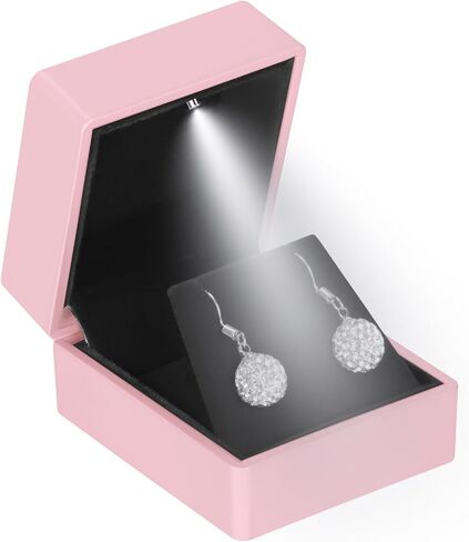 LED Stud Earring Jewelry Gift Box for Proposal, Wedding, Engagement，Birthday Luxury Jewelry Gift Box with LED Light, Jewellry Display Box (Black) in Saudi Arabia