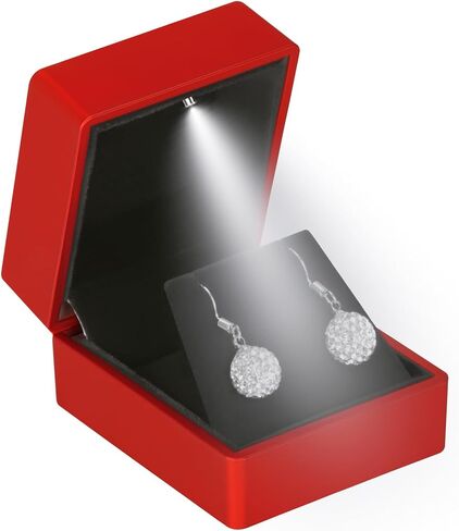 LED Stud Earring Jewelry Gift Box for Proposal, Wedding, Engagement，Birthday Luxury Jewelry Gift Box with LED Light, Jewellry Display Box (Black) in Kuwait
