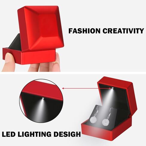 LED Stud Earring Jewelry Gift Box for Proposal, Wedding, Engagement，Birthday Luxury Jewelry Gift Box with LED Light, Jewellry Display Box (Black) in Kuwait