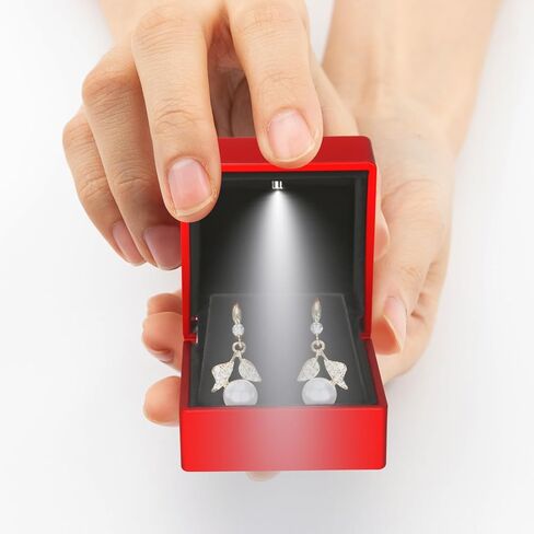 LED Stud Earring Jewelry Gift Box for Proposal, Wedding, Engagement，Birthday Luxury Jewelry Gift Box with LED Light, Jewellry Display Box (Black) in Kuwait