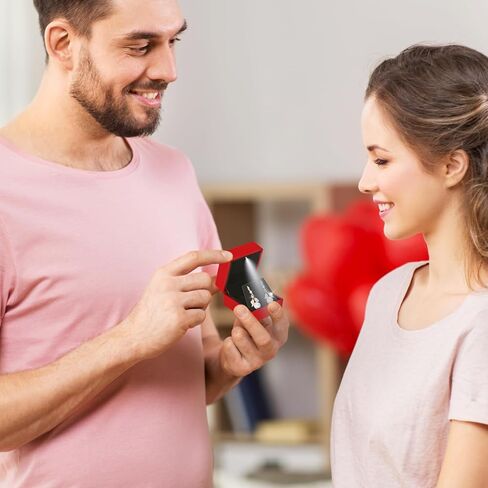 LED Stud Earring Jewelry Gift Box for Proposal, Wedding, Engagement，Birthday Luxury Jewelry Gift Box with LED Light, Jewellry Display Box (Black) in Kuwait