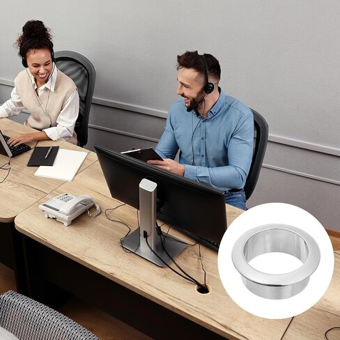 uxcell 2 Pcs 1.38 inch (35mm) Nylon Desk Grommets, Plastic Cable Hole Cover, Wire Cord Cable Organizer for Computer Desk Cabinet, Silver in Saudi Arabia