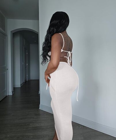 المرأة الرسن Bodycon فستان ماكسي الخامس الرقبة أكمام التعادل عارية الذراعين الجوف خارج متماسكة فستان طويل نادي الحفلات ليلة خارج اللباس in Kuwait