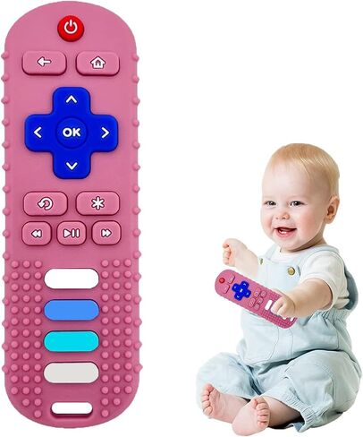 Silicone Baby Teething Toys for Babies3 6 18 24 Months,Baby Silicone Chew Toys,Remote Control Shape Teething Toys,BPA Free (Black+Pig Black) in Kuwait