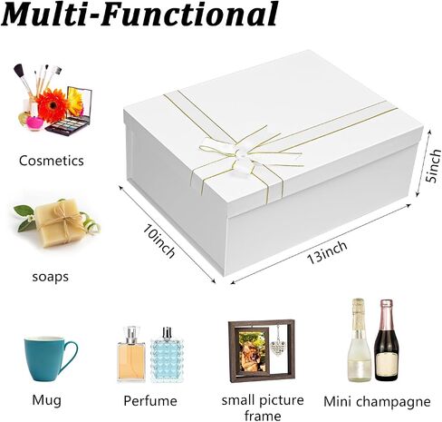 Large Gift Boxes with Lids, 13×10×5 Inches Black Gift Box, Gift Box with Ribbon Bow, Card and Shredded Paper Filler, Luxury Gift Boxes for Presents, Birthday, Weddings, Christmas(1Pack) in Saudi Arabia