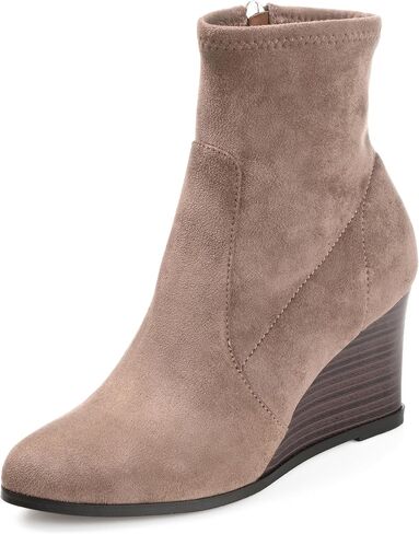 Journee Collection Womens Hepburn Tru Comfort Foam Inside Zip Wedge Booties in Saudi Arabia