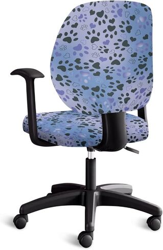 GLENLCWE Purple Dog Paw Print Computer Office Chair Covers 2Piece Stretch High Back Chair Slipcovers for Boss Rotating Chairs for Puppy’s Lover in Kuwait