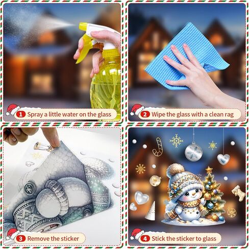 195pcs Christmas Snowman Window Stickers 9 Sheets Christmas Stickers Static Window Clings, PVC Xmas Decals Decorations for Christmas Window Display, Home Decor, Party Decor in Kuwait