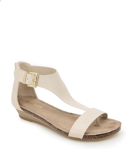 Kenneth Cole REACTION Women's Great Gal T-Strap Wedge Sandal, Black Patent, 6 M US in Saudi Arabia