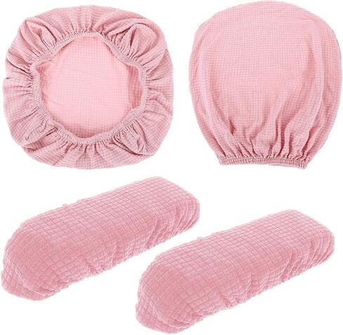 4Pcs Office Chair Covers Set with Armrest, Removable Stretchable Universal Desk Chair Covers Pink Rotating Computer Chair Covers Armrest Covers Slipcovers Pads Office Cushion Backrest for Office Chair in Saudi Arabia
