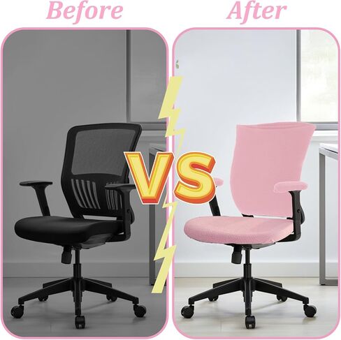 4Pcs Office Chair Covers Set with Armrest, Removable Stretchable Universal Desk Chair Covers Pink Rotating Computer Chair Covers Armrest Covers Slipcovers Pads Office Cushion Backrest for Office Chair in Saudi Arabia
