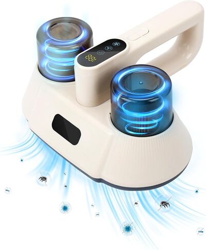Bed Vacuum Cleaner, Cordless Mattress Vacuum Cleaner, 15Kpa Powerful Suction HEPA Filter 253.7nm UV-C Light 72000 Times/Min Tapping Handheld Vacuum for Bed Pillow Fabric Sofa Cleaning in Saudi Arabia