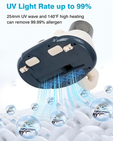 Bed Vacuum Cleaner, Cordless Mattress Vacuum Cleaner, 15Kpa Powerful Suction HEPA Filter 253.7nm UV-C Light 72000 Times/Min Tapping Handheld Vacuum for Bed Pillow Fabric Sofa Cleaning in Saudi Arabia