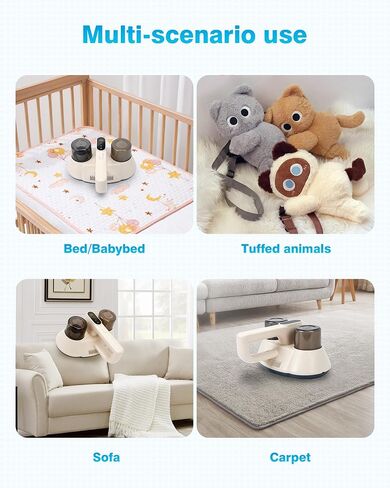 Bed Vacuum Cleaner, Cordless Mattress Vacuum Cleaner, 15Kpa Powerful Suction HEPA Filter 253.7nm UV-C Light 72000 Times/Min Tapping Handheld Vacuum for Bed Pillow Fabric Sofa Cleaning in Saudi Arabia