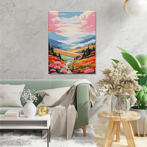 مجموعة الطلاء بالأرقام من DOMROM للبالغين: مجموعة طلاء الأرقام للمبتدئين والمتقدمين - فنون وحرف يدوية ممتعة | التلوين بالأرقام للبالغين - تتضمن المجموعات - (منازل بإطار مقاس 12 بوصة × 16 بوصة) in Kuwait