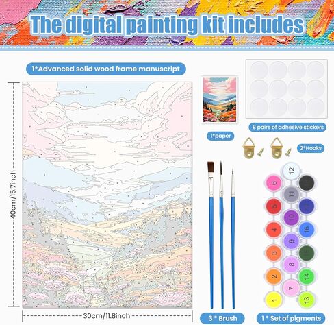 مجموعة الطلاء بالأرقام من DOMROM للبالغين: مجموعة طلاء الأرقام للمبتدئين والمتقدمين - فنون وحرف يدوية ممتعة | التلوين بالأرقام للبالغين - تتضمن المجموعات - (منازل بإطار مقاس 12 بوصة × 16 بوصة) in Kuwait