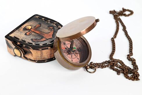 Thoreau's Go Confidently Quote Engraved Compass with Stamped Leather case, Camping Compass, Boating Compass, Gift Compass, Graduation Day Gifts in Kuwait