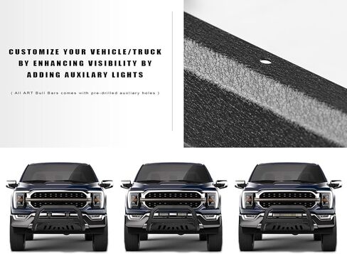 Armordillo 8716410 AR Series Aluminium Bull Bar مع شريط إضاءة LED - أسود غير لامع مع لوحة انزلاقية من الألومنيوم تناسب 2009-2018 دودج رام 1500/2019-2022 كلاسيك in Saudi Arabia