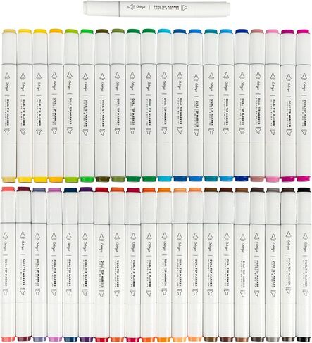 Colorya 28 Skin Art Markers for Artists- Alcohol Markers with Dual-Tip + Carry Bag Included - Alcohol Pens for Coloring Books for Adults, Drawing, Sketching in Saudi Arabia