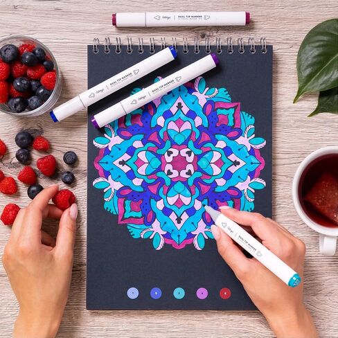 Colorya 28 Skin Art Markers for Artists- Alcohol Markers with Dual-Tip + Carry Bag Included - Alcohol Pens for Coloring Books for Adults, Drawing, Sketching in Saudi Arabia