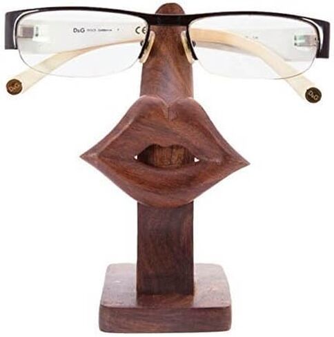 حامل نظارات خشبي مصنوع يدويًا على شكل أنف بمواصفات النظارات مزود بشفاه in Kuwait