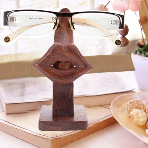 حامل نظارات خشبي مصنوع يدويًا على شكل أنف بمواصفات النظارات مزود بشفاه in Kuwait