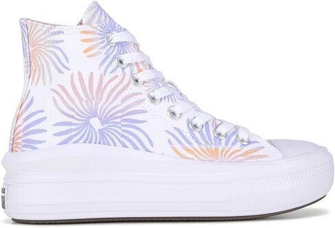 حذاء رياضي Chuck Taylor All Star Move Hi من القماش الكتاني للجنسين من Converse - نمط إغلاق برباط - فلامنغو/أبيض/أبيض 7.5 in Saudi Arabia