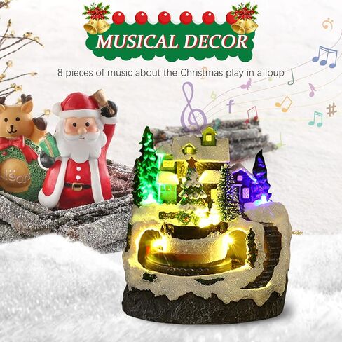 Longzhuo Christmas Village House with Lights and Music, Lighting Up Christmas Village Building Resin Christmas Tree House Scene Christmas Decorations, Battery Operated (not Included) in Saudi Arabia