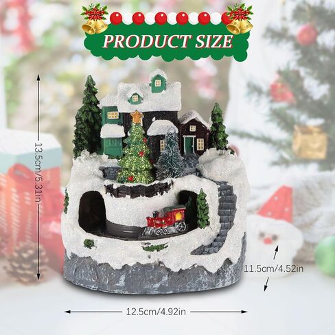 Longzhuo Christmas Village House with Lights and Music, Lighting Up Christmas Village Building Resin Christmas Tree House Scene Christmas Decorations, Battery Operated (not Included) in Saudi Arabia