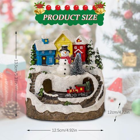 Longzhuo Christmas Village House with Lights and Music, Lighting Up Christmas Village Building Resin Christmas Tree House Scene Christmas Decorations, Battery Operated (not Included) in Saudi Arabia