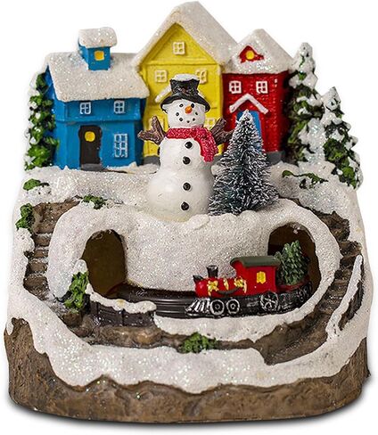 Longzhuo Christmas Village House with Lights and Music, Lighting Up Christmas Village Building Resin Christmas Tree House Scene Christmas Decorations, Battery Operated (not Included) in Saudi Arabia