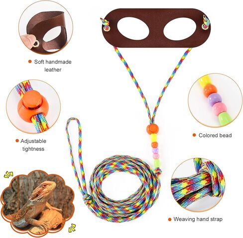 سرج مقود سحلية التنين الملتحي، حزمة من 4 مقاسات، سرج حيوانات صغير قابل للتعديل للزواحف والحيوانات الأليفة الصغيرة (حقيبة مدرسية) in Kuwait