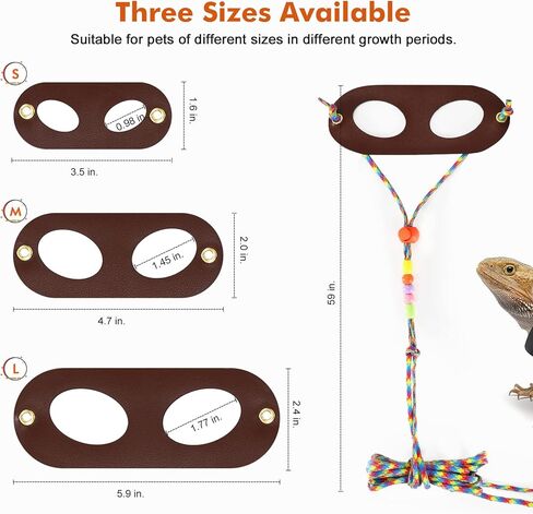 سرج مقود سحلية التنين الملتحي، حزمة من 4 مقاسات، سرج حيوانات صغير قابل للتعديل للزواحف والحيوانات الأليفة الصغيرة (حقيبة مدرسية) in Kuwait