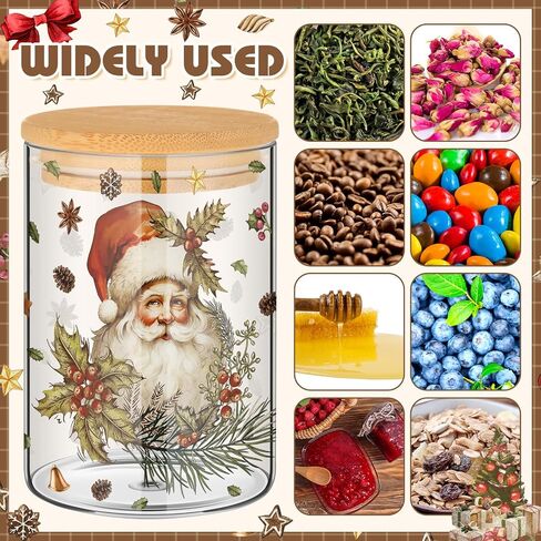 Shellwei 6 Pcs Christmas Glass Food Storage Jar Gingerbread Man Glass Jar with Wood Lid Christmas Canister Set Clear Gingerbread Man Glass Storage Jar 19oz for Kitchen Containers Christmas Decoration in Saudi Arabia