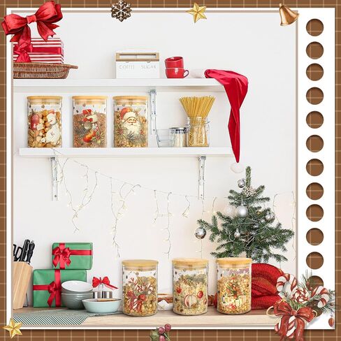 Shellwei 6 Pcs Christmas Glass Food Storage Jar Gingerbread Man Glass Jar with Wood Lid Christmas Canister Set Clear Gingerbread Man Glass Storage Jar 19oz for Kitchen Containers Christmas Decoration in Saudi Arabia