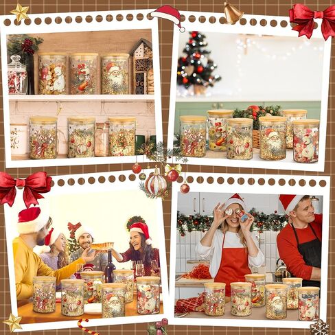 Shellwei 6 Pcs Christmas Glass Food Storage Jar Gingerbread Man Glass Jar with Wood Lid Christmas Canister Set Clear Gingerbread Man Glass Storage Jar 19oz for Kitchen Containers Christmas Decoration in Saudi Arabia