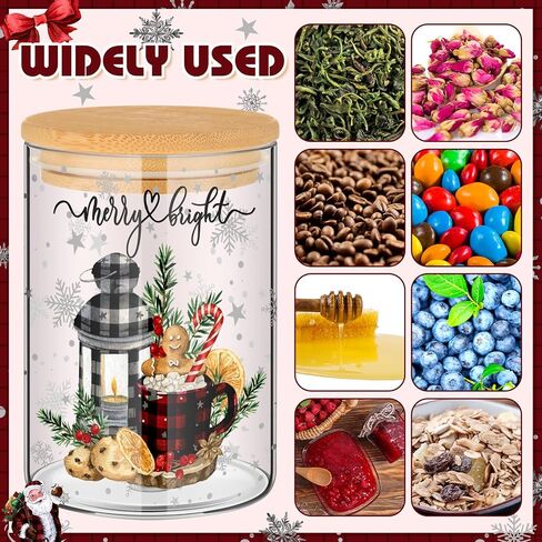 Shellwei 6 Pcs Christmas Glass Food Storage Jar Gingerbread Man Glass Jar with Wood Lid Christmas Canister Set Clear Gingerbread Man Glass Storage Jar 19oz for Kitchen Containers Christmas Decoration in Saudi Arabia