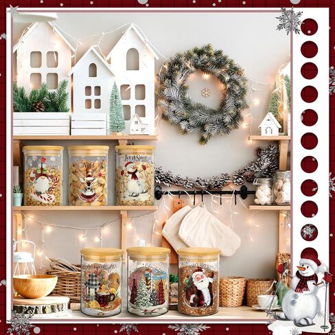Shellwei 6 Pcs Christmas Glass Food Storage Jar Gingerbread Man Glass Jar with Wood Lid Christmas Canister Set Clear Gingerbread Man Glass Storage Jar 19oz for Kitchen Containers Christmas Decoration in Saudi Arabia