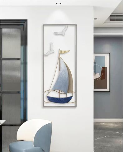 HUYRIYN Nautical Metal Wall Art, Sailboat Wall Sculptures, Coastal Art Boat Decor for Bathroom Hallway in Saudi Arabia